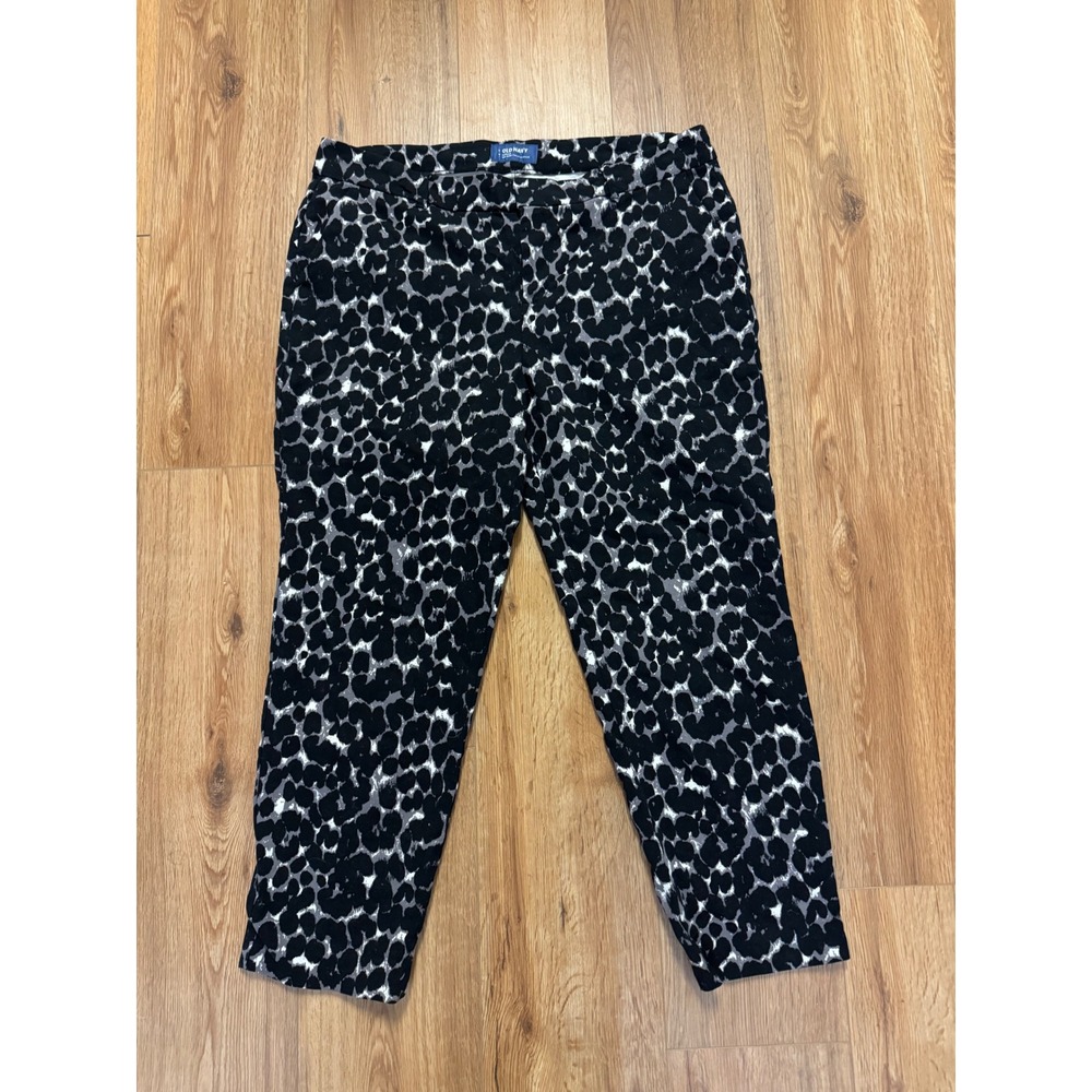 Old Navy Harper Mid-Rise Leopard Print Ankle Pants Black Grey Women 14 Regular